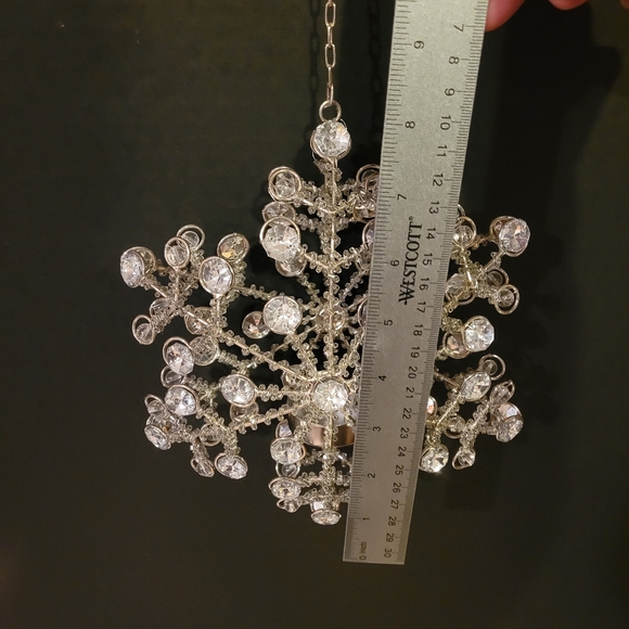 Hanging Crystal Snowflake Candle Holder Shiny Glitters - Picture 8 of 13